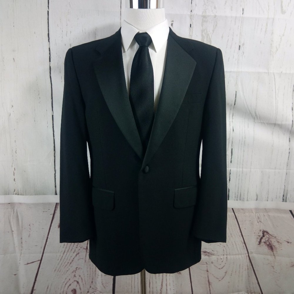 Custom Made 41r 1 Button Black Tuxedo Suit Blazer - image 1